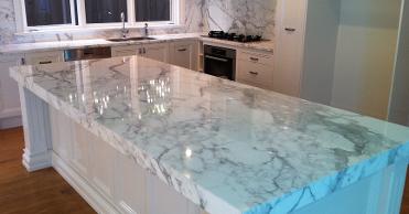 Newly installedmarble kitchen top areas sealed by Stonecare NZ